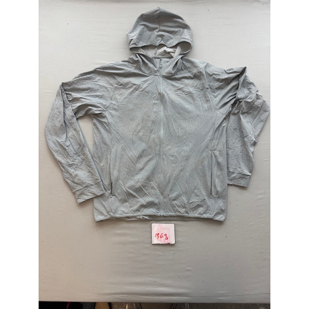 Uniqlo Dry-Ex UV Protection Hoodie Mens Medium Grey Geometric Print Full Zip